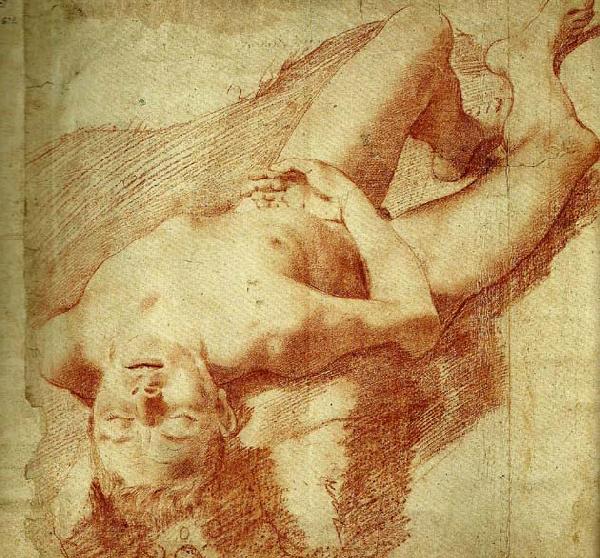 Annibale Carracci liggande naken yngling Spain oil painting art
